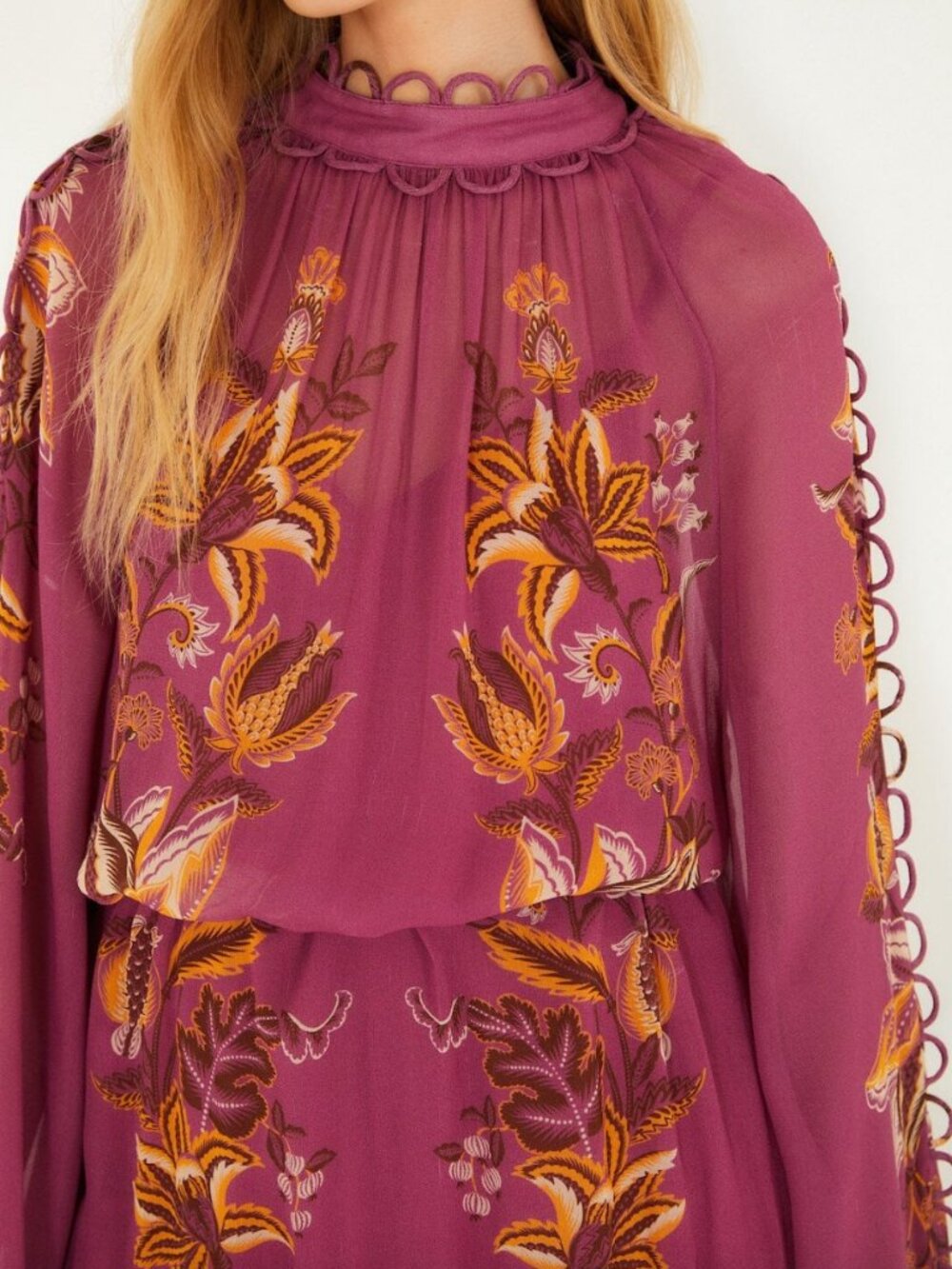 Pink Delicate Chintz Ruffled Mini Dress - Picture 2 of 9